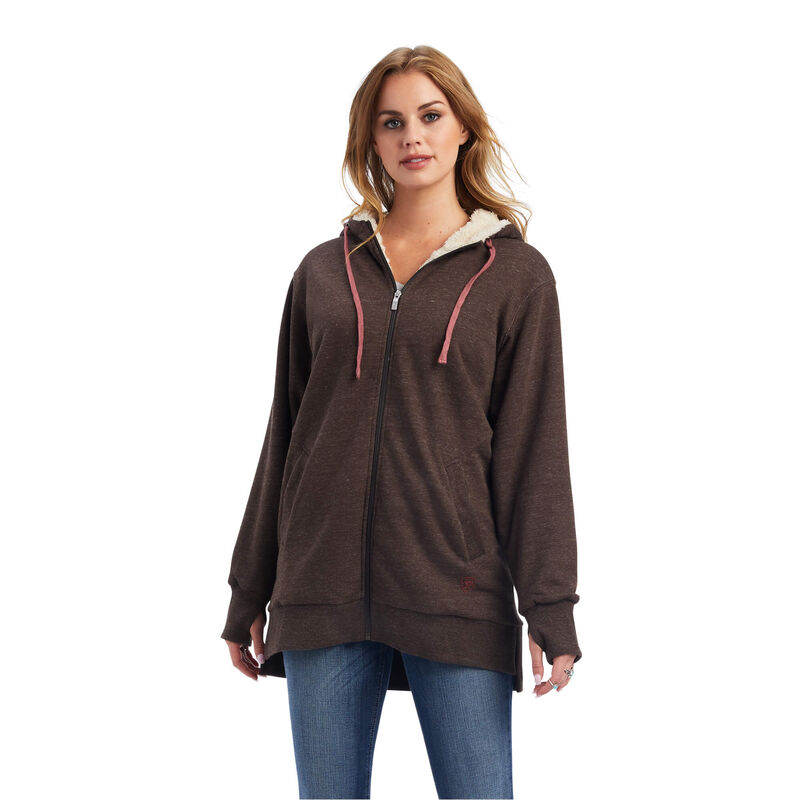 Ariat Hoodie Damen - Real Sherpa Lined Long Full Zip DunkelBraun ( OTNDZ-1290 )